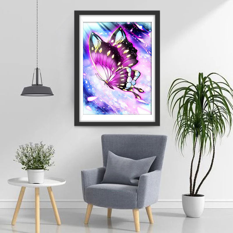 Papillon Violet Fantastique Broderie Diamant
