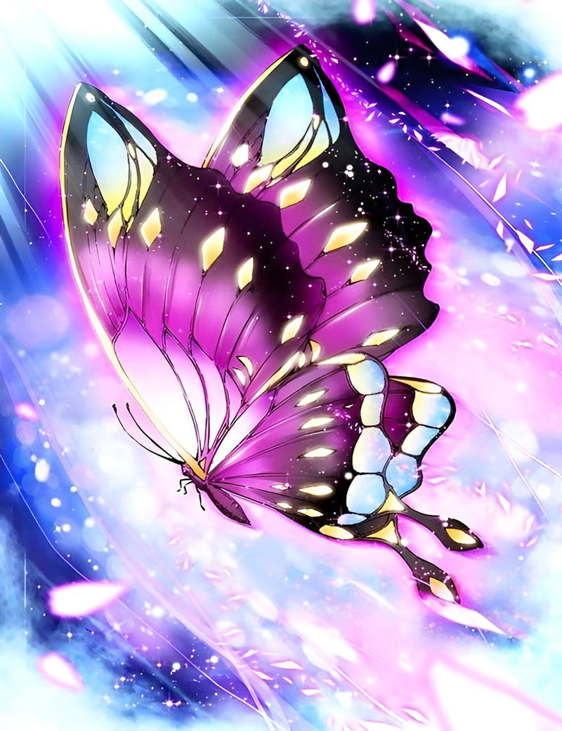 Papillon Violet Fantastique Broderie Diamant