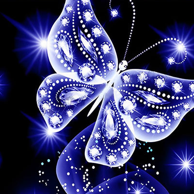 Papillon Violet Lumineux Broderie Diamant