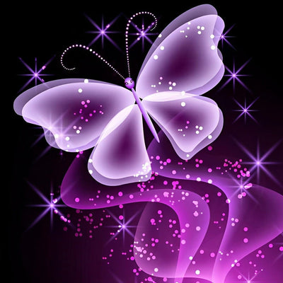 Papillon Violet Transparent Broderie Diamant