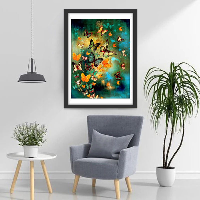 Papillons Colorés Volant Broderie Diamant