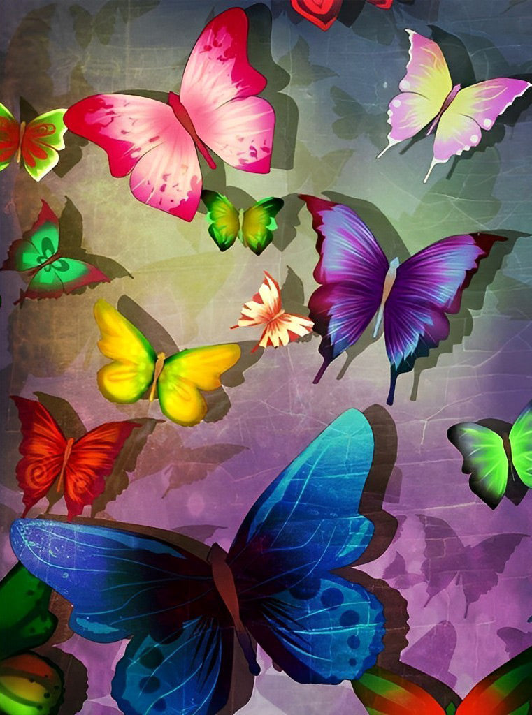 Papillons en Couleurs Variés Broderie Diamant