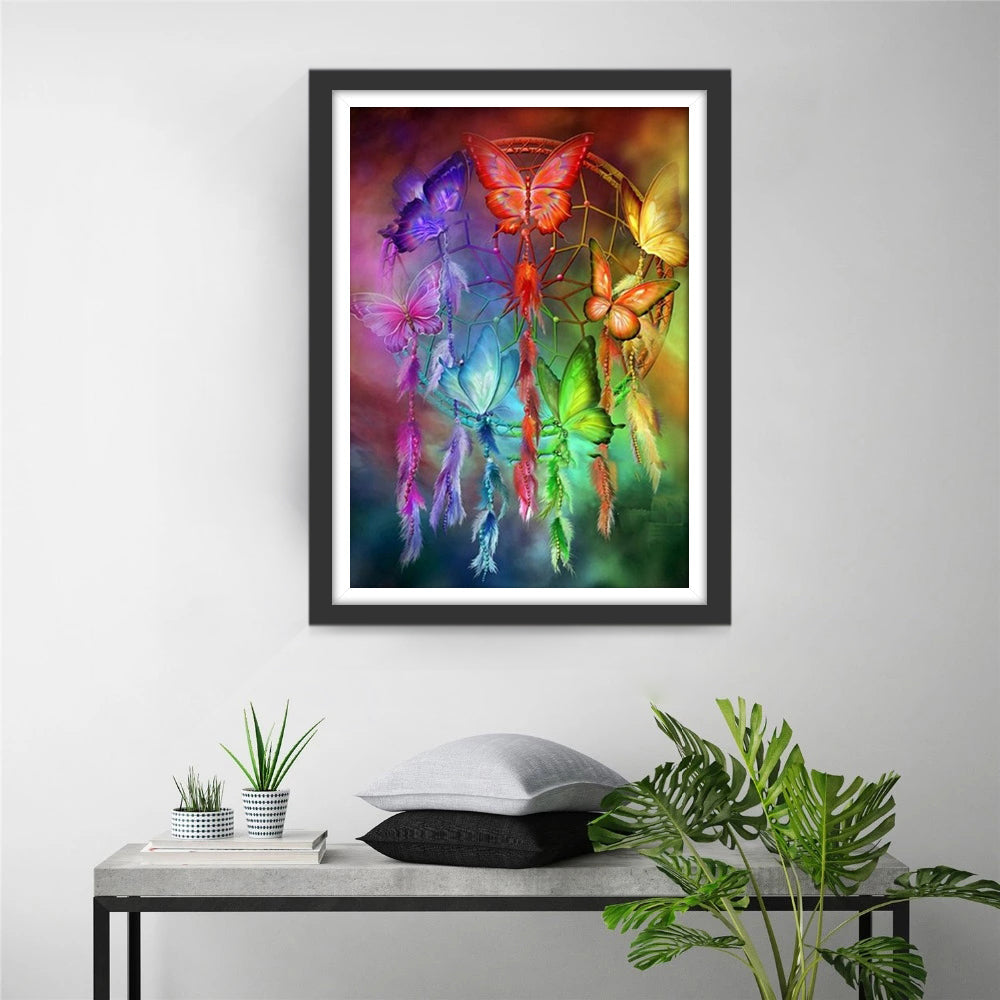 Papillons et Capteur de Rêves Broderie Diamant