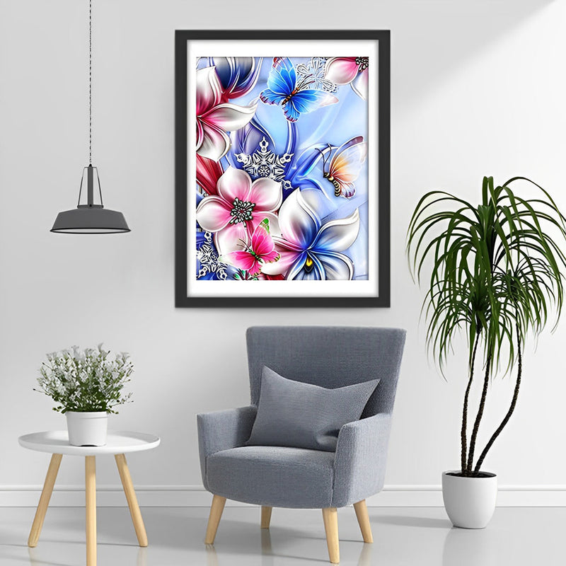 Papillons et Orchidées Fleurs Broderie Diamant