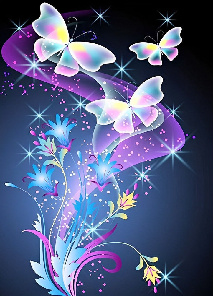 Papillons Fantastiques Volant Broderie Diamant