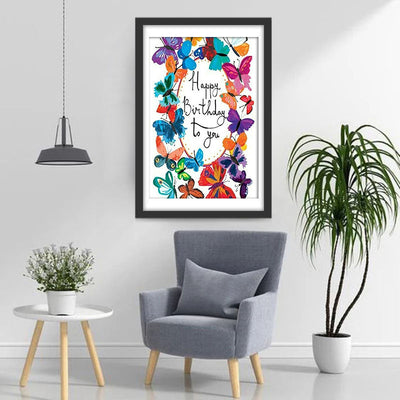 Papillons Joyeux Anniversaire Broderie Diamant