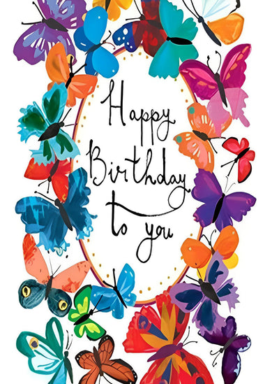 Papillons Joyeux Anniversaire Broderie Diamant