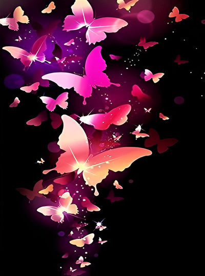 Papillons Roses et Violets Broderie Diamant