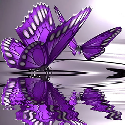 Papillons Violet sur l'Eau Broderie Diamant