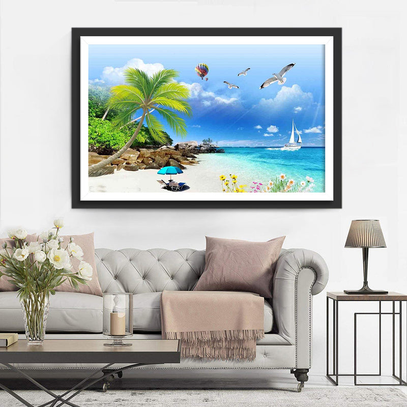 Paysage au Bord de la Mer Broderie Diamant