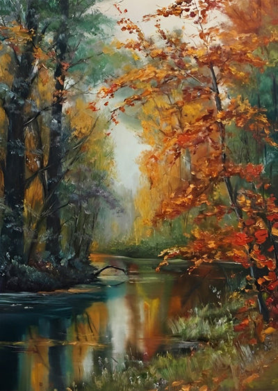 Paysage de Forêt d'Automne Broderie Diamant