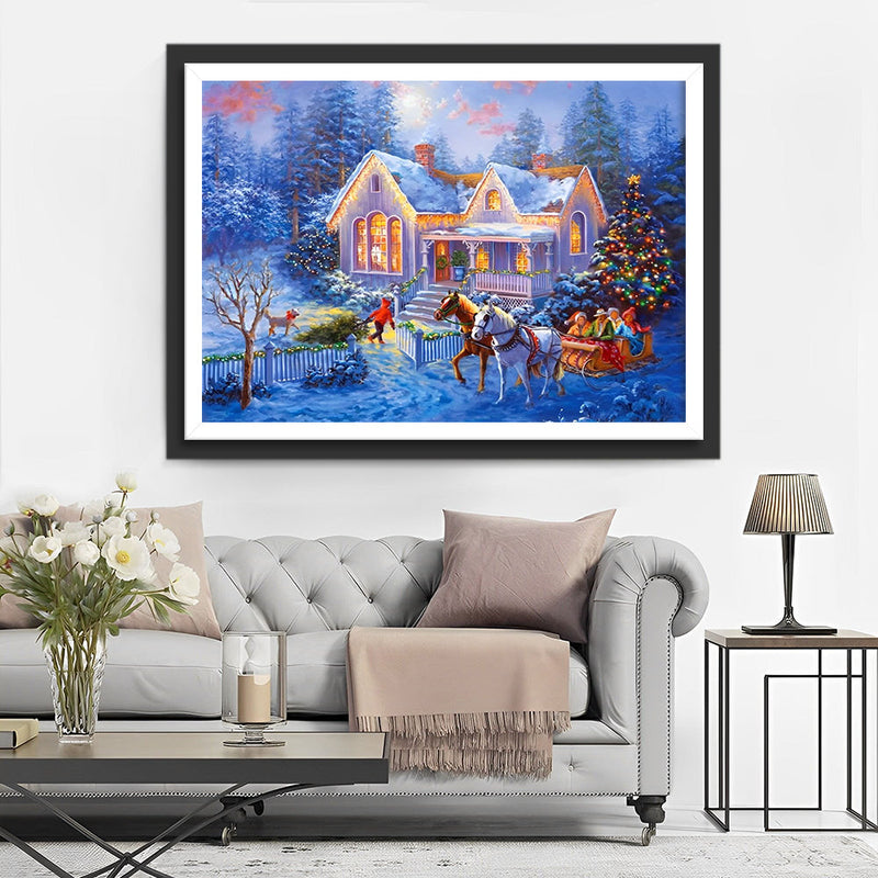Paysage de Noël dans le Village Broderie Diamant