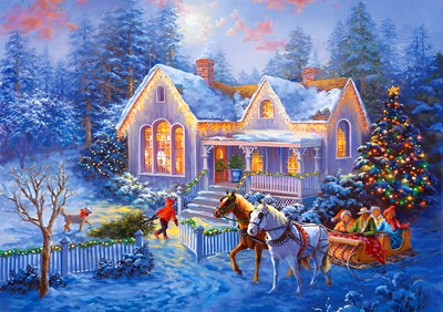 Paysage de Noël dans le Village Broderie Diamant