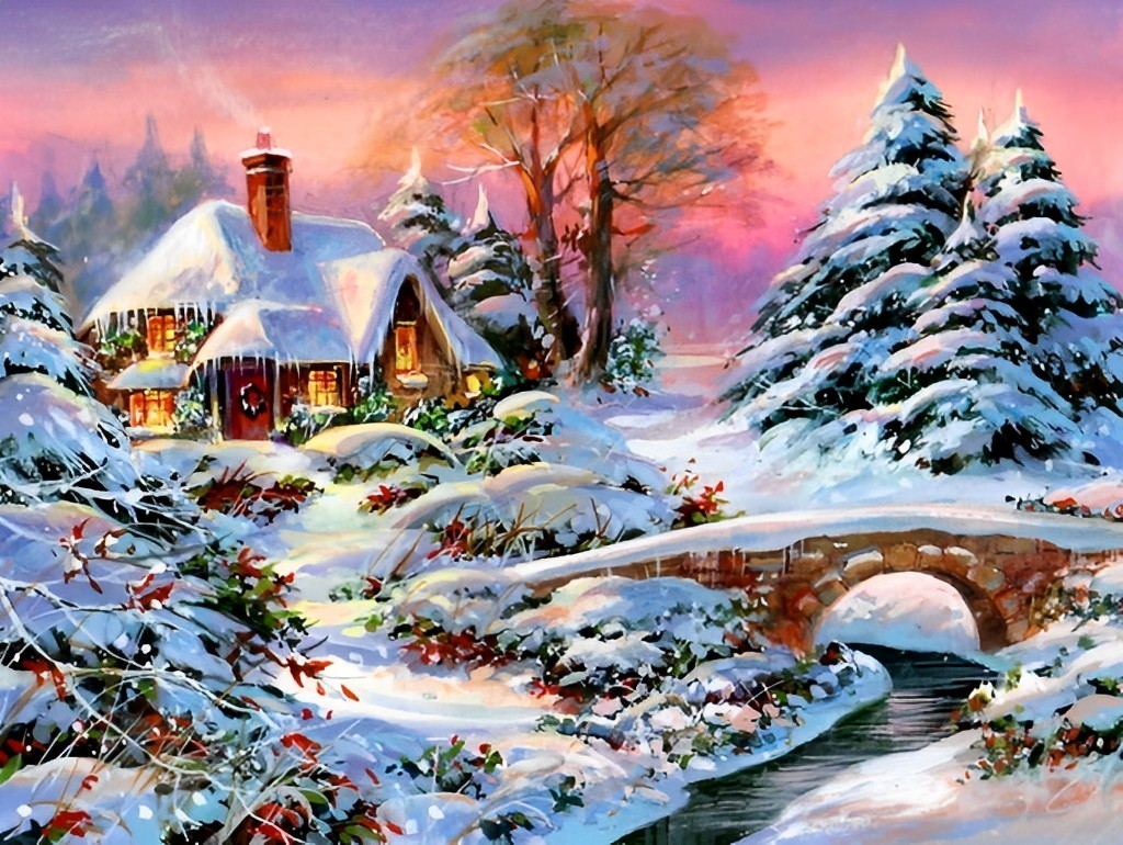 Paysage de Noël Fête Broderie Diamant