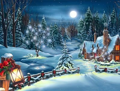 Paysage de Nuit pendant Noël Broderie Diamant