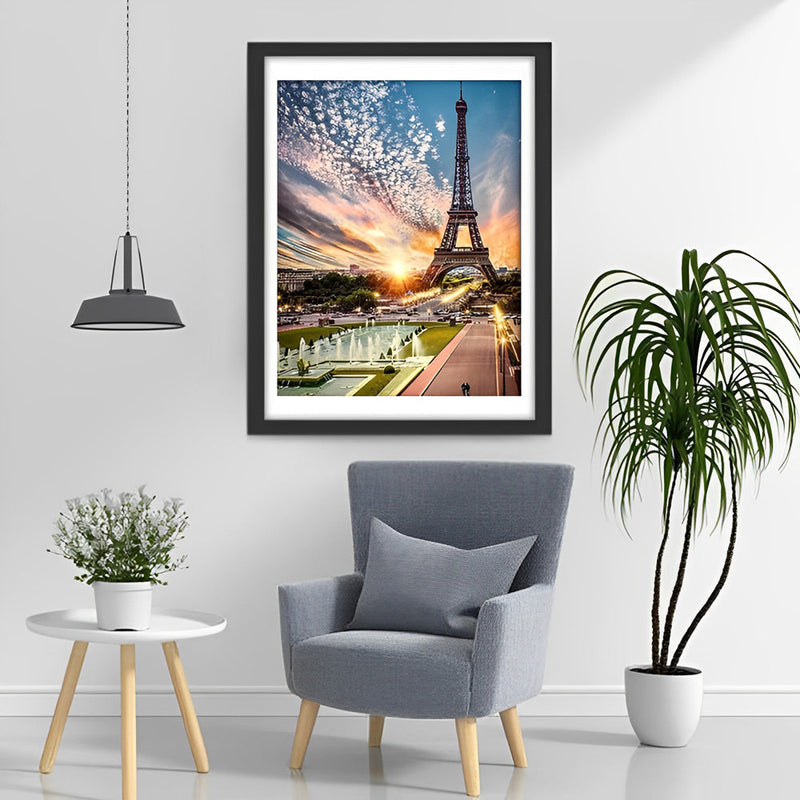 Paysage de Tour Eiffel Broderie Diamant