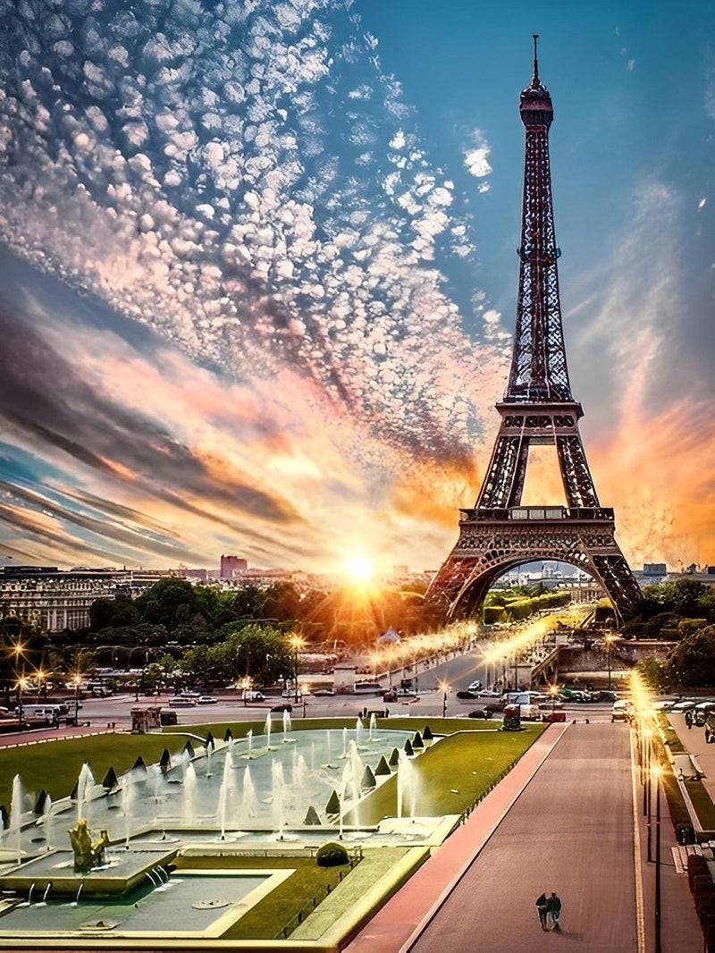 Paysage de Tour Eiffel Broderie Diamant