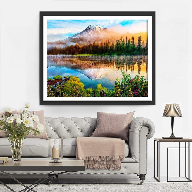 Paysage Magnifique des Montagnes Broderie Diamant
