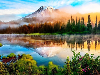Paysage Magnifique des Montagnes Broderie Diamant
