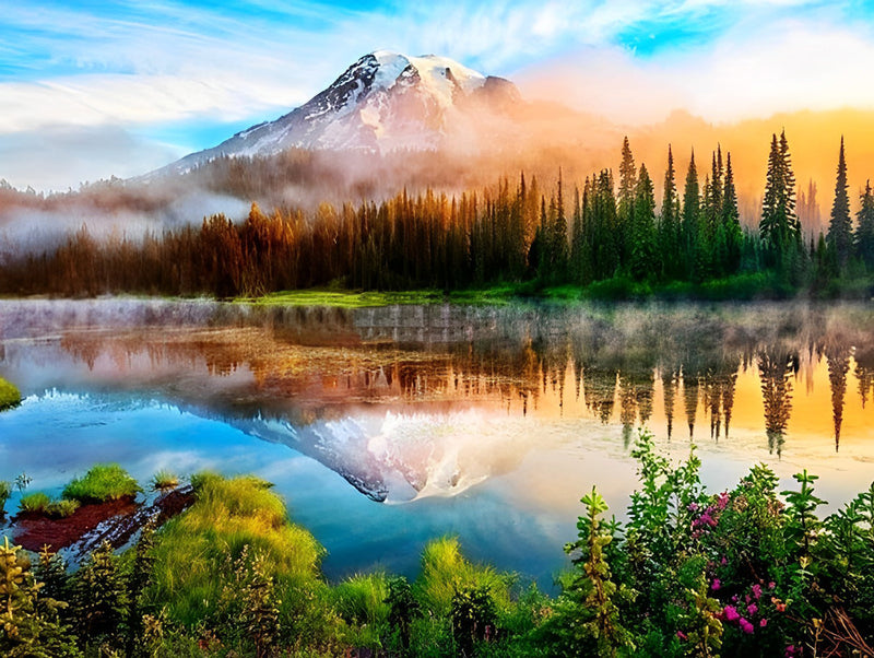 Paysage Magnifique des Montagnes Broderie Diamant