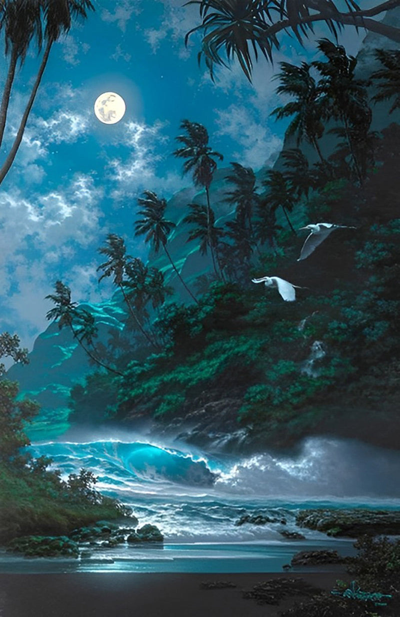 Paysage Nocturne dans Montagnes Broderie Diamant