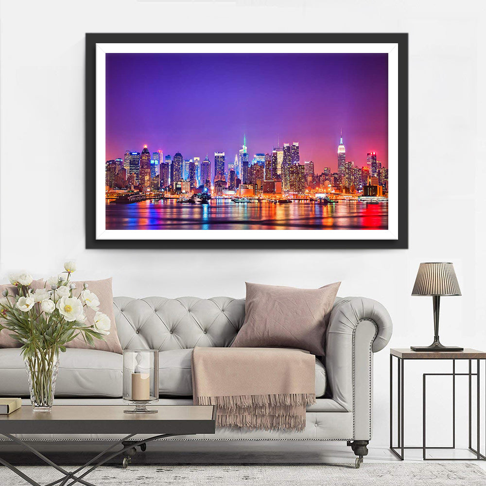 Paysage Nocturne de New York Broderie Diamant