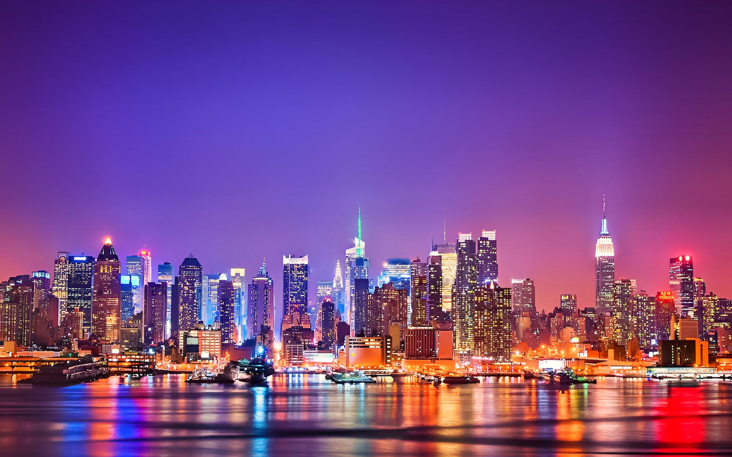 Paysage Nocturne de New York Broderie Diamant