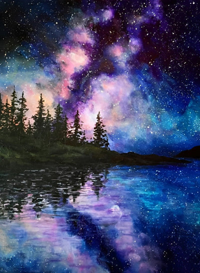 Paysage sous le Ciel Etoilé Broderie Diamant