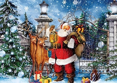 Père Noël à l'Extérieur de la Porte en Fer Broderie Diamant