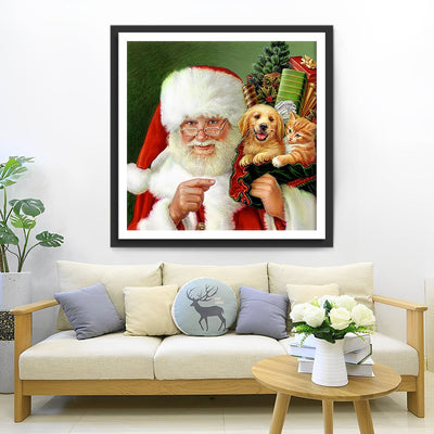 Père Noël Amusant le Chiot Broderie Diamant