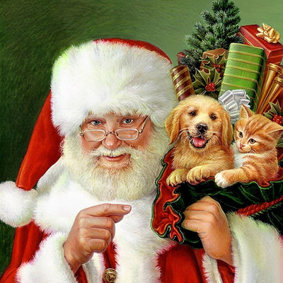Père Noël Amusant le Chiot Broderie Diamant