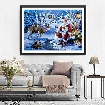 Père Noël Assis Broderie Diamant