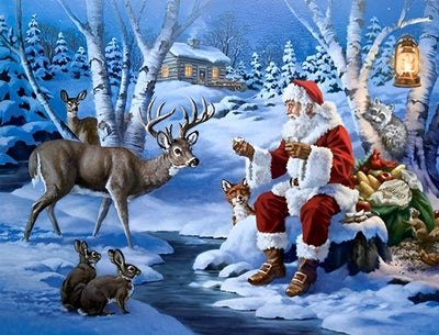 Père Noël Assis Broderie Diamant