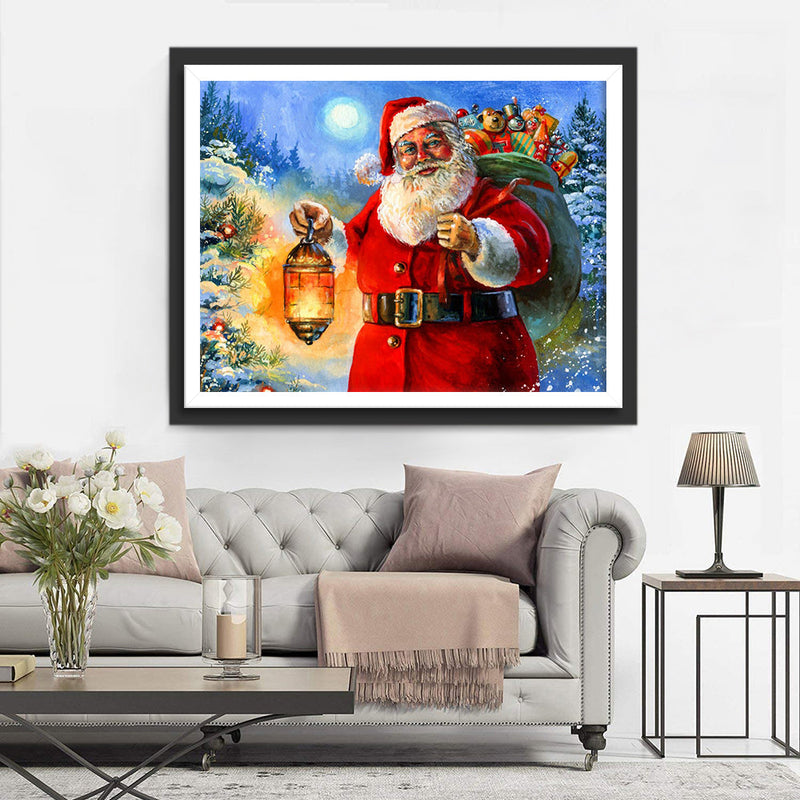 Père Noël avec des Cadeaux Broderie Diamant