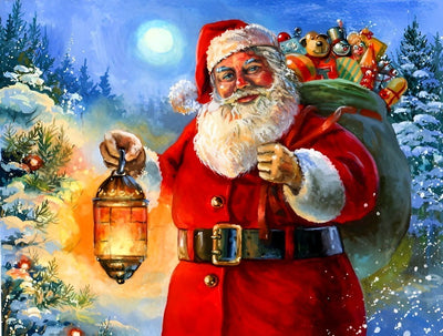 Père Noël avec des Cadeaux Broderie Diamant