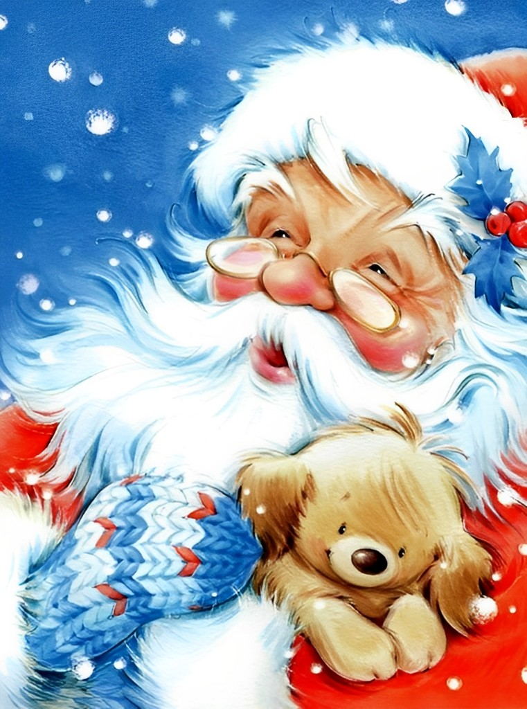 Père Noël avec Doux Sourires Broderie Diamant
