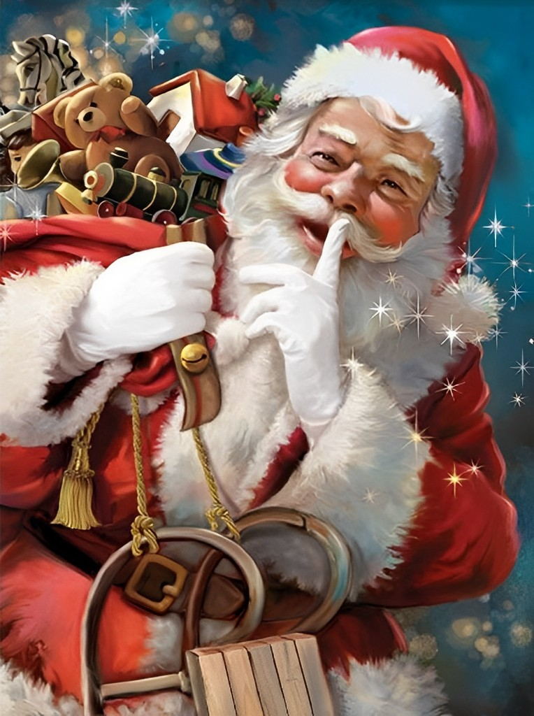 Père Noël Bienveillant Broderie Diamant