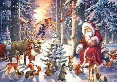 Père Noël dans la Forêt Broderie Diamant