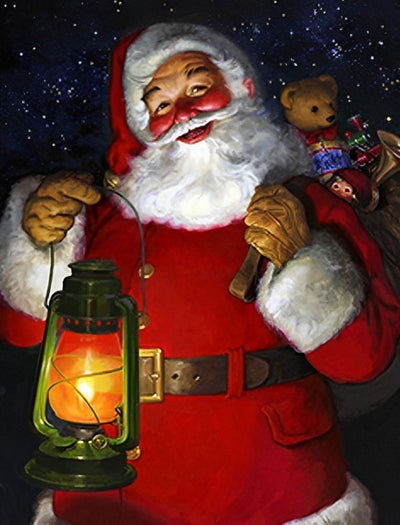 Père Noël dans la Nuit Broderie Diamant