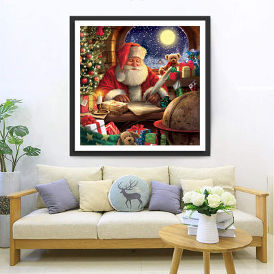 Père Noël Ecrivant des Lettres Broderie Diamant