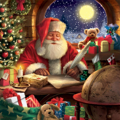 Père Noël Ecrivant des Lettres Broderie Diamant