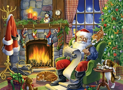 Père Noël Ecrivant des Lettres Broderie Diamant