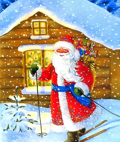 Père Noël en Béquilles Broderie Diamant