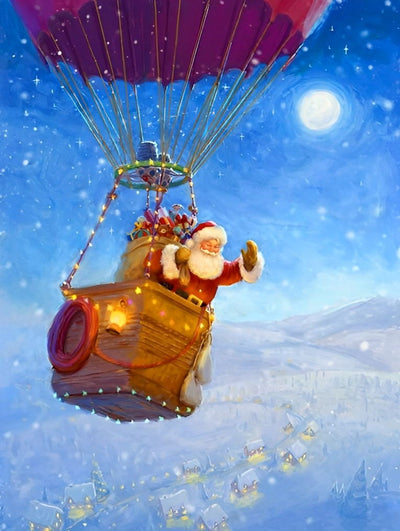 Père Noël en Montgolfière Broderie Diamant