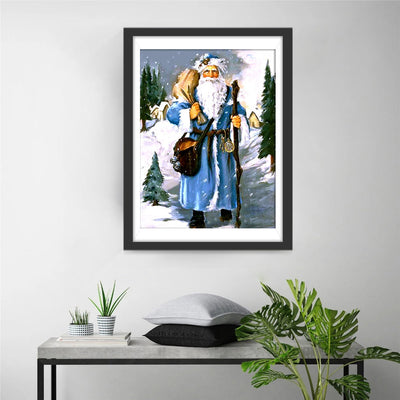 Père Noël en Robe Bleue Broderie Diamant