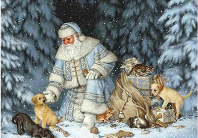 Père Noël en Robe Bleue Broderie Diamant