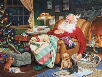Père Noël Endormi Broderie Diamant