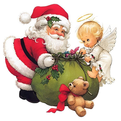 Père Noël et Ange Cartoon Broderie Diamant