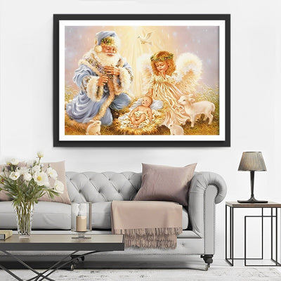 Père Noël et Anges Broderie Diamant