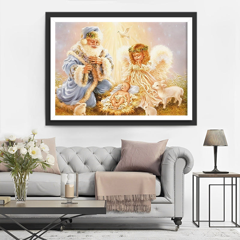 Père Noël et Anges Broderie Diamant
